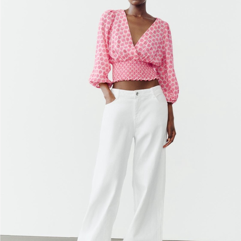 Pink Floral Blouse Zara